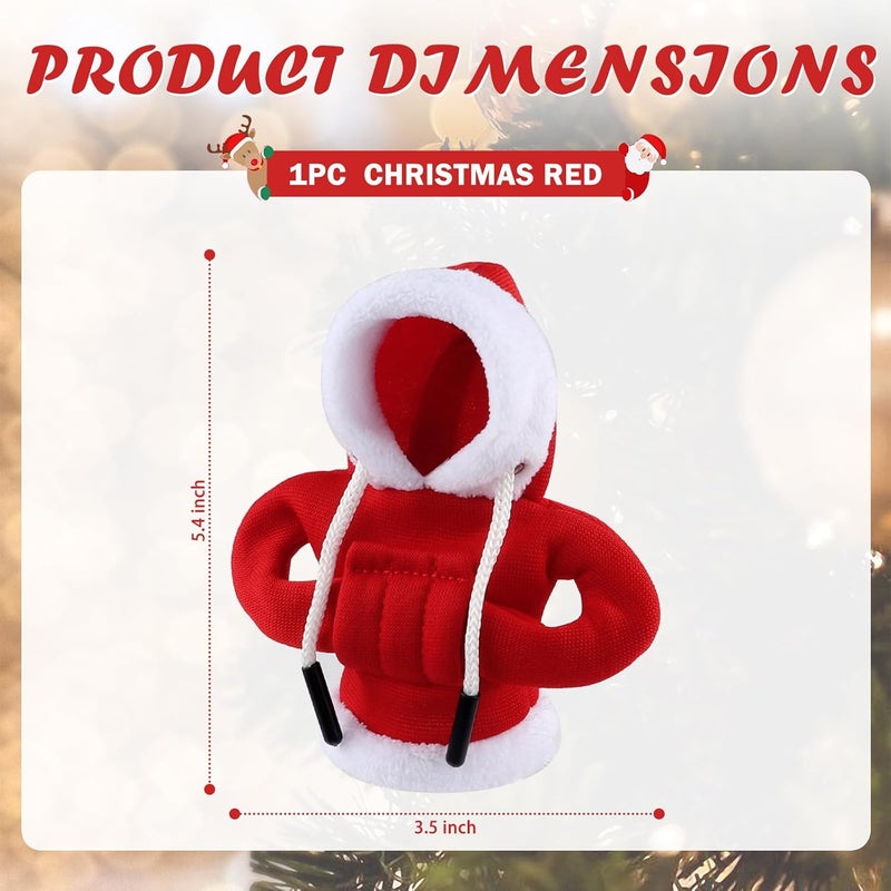 Figpade Christmas Hoodie Gear Shift Cover for Car,Cute Car Gear Shift Knob Cover as Christmas Cars Decoration to Protect Auto Shifter,Stylish Cars Gears Shifts Hoodie Vehicle Accessories (Christmas Red) - Image 2
